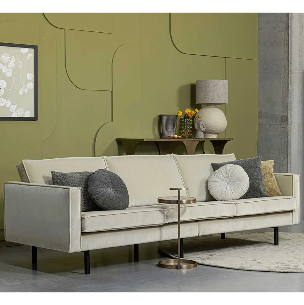 Dreisitzer Couch in Graugrün Samtbezug - Vontada