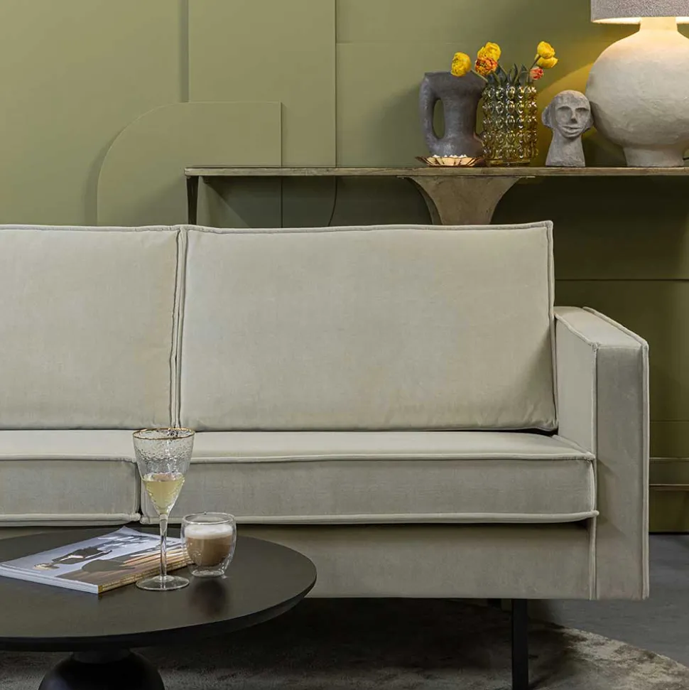 Dreisitzer Couch in Graugrün Samtbezug - Vontada