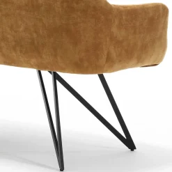 Dreisitzer Esstisch Polsterbank in Ocker Velours - Cacassa