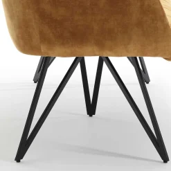 Dreisitzer Esstisch Polsterbank in Ocker Velours - Cacassa