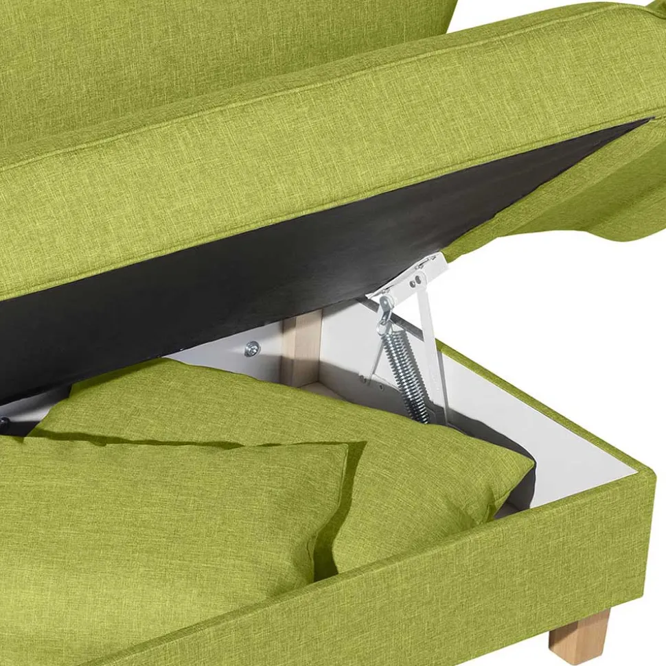 Dreisitzer Polsterliege in Gelbgrün mit Buche - Blace