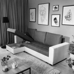 Dreisitzer Schlafcouch in Dunkelbraun Stoff - Fabrizio