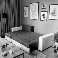 Dreisitzer Schlafcouch in Dunkelbraun Stoff - Fabrizio