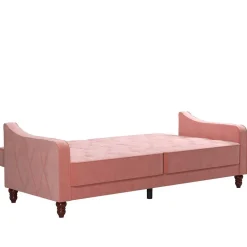 Dreisitzer Schlafcouch in Rosa Samtbezug - Norteba