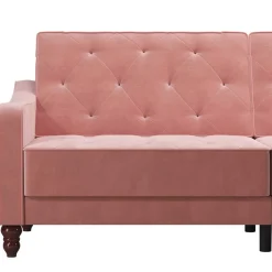 Dreisitzer Schlafcouch in Rosa Samtbezug - Norteba
