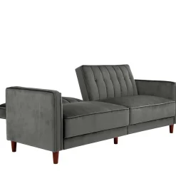 Dreisitzer Schlafcouch in Grau Samt - Lessia