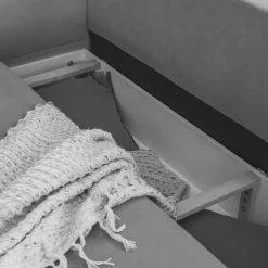 Dreisitzer Schlafcouch in Senfgelb Samt - Ombragon