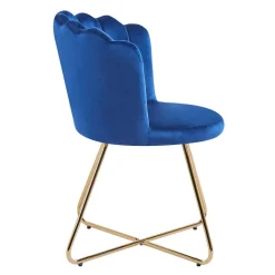 Dunkelblaue Muschelstühle aus Samt - Ryan (2er Set)