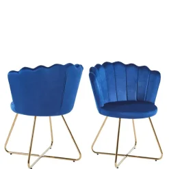 Dunkelblaue Muschelstühle aus Samt - Ryan (2er Set)