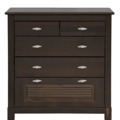 Dunkelbraune Kommode mit fünf Schubladen - Sikulav