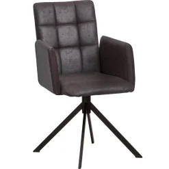 Dunkelbrauner Tischsessel aus Microfaser - Domiano