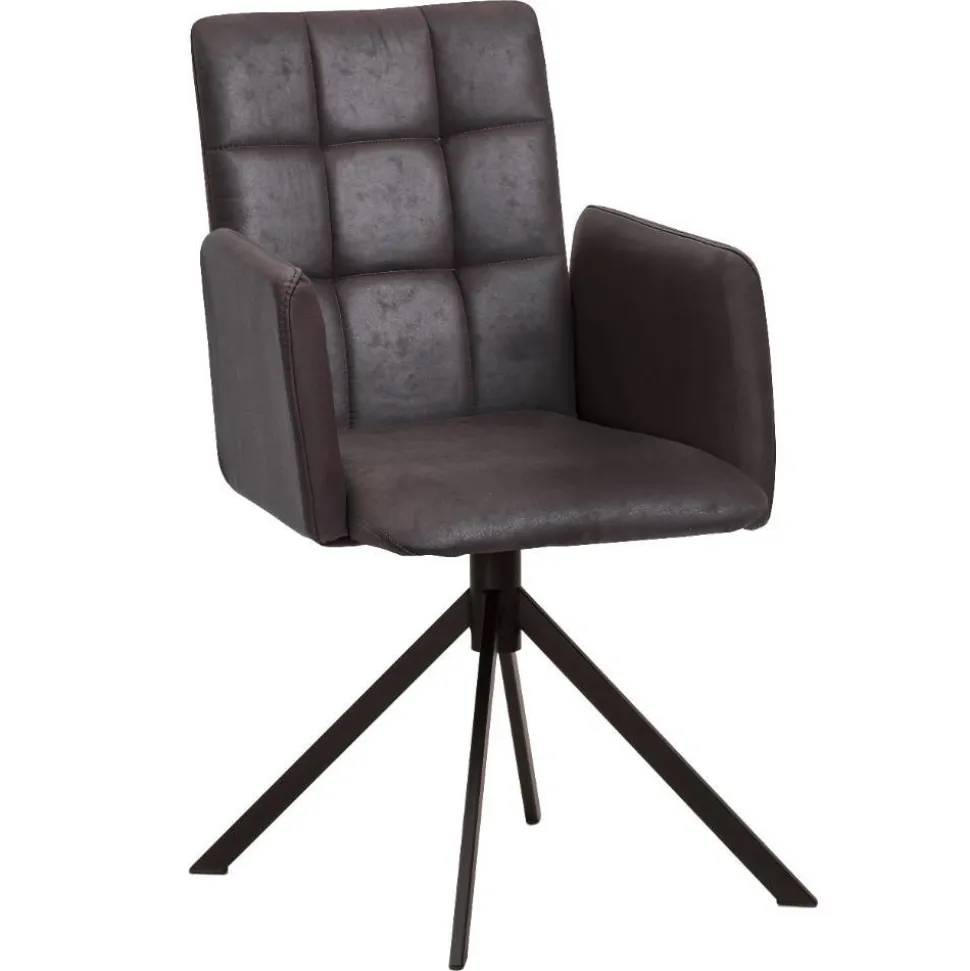 Dunkelbrauner Tischsessel aus Microfaser - Domiano