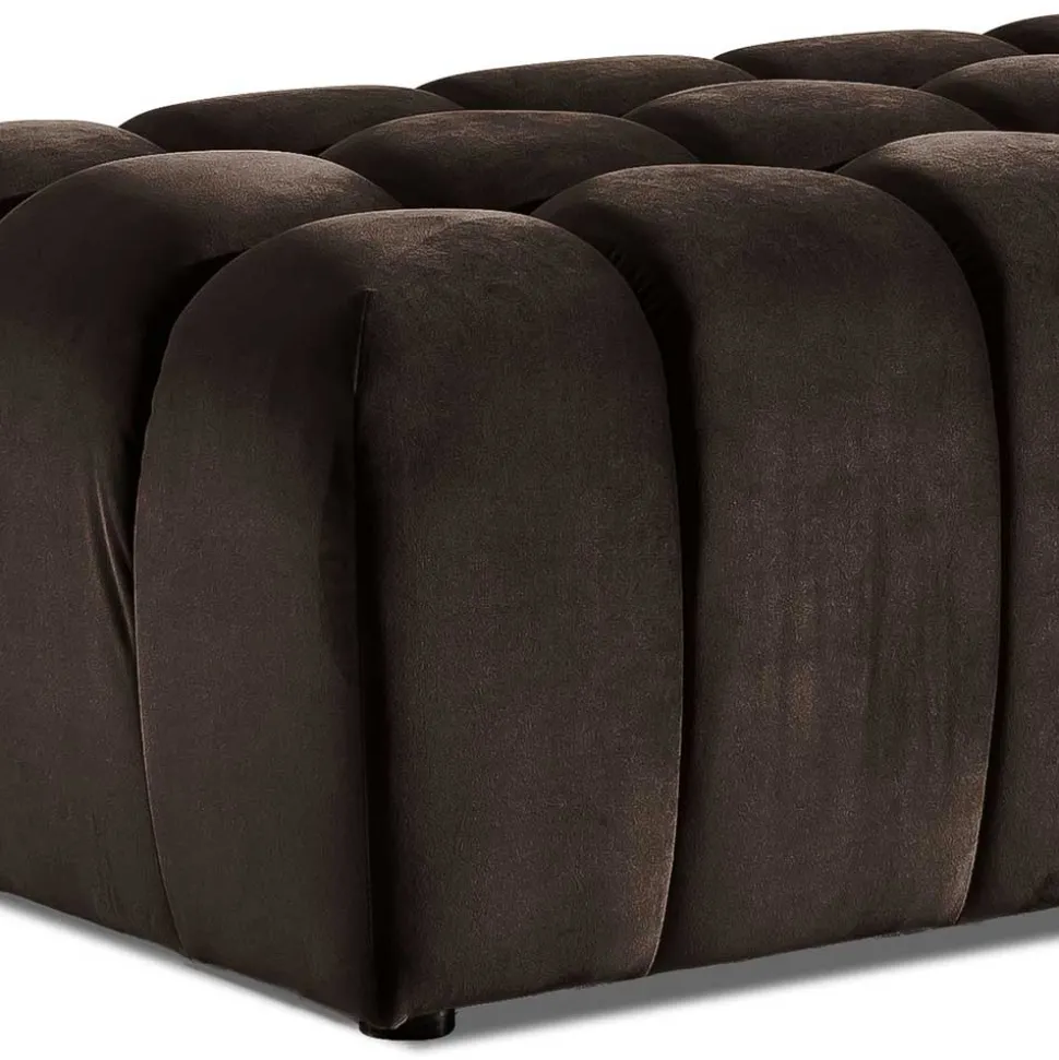 Dunkelbrauner Wohnzimmerhocker aus Samt - Ladwica