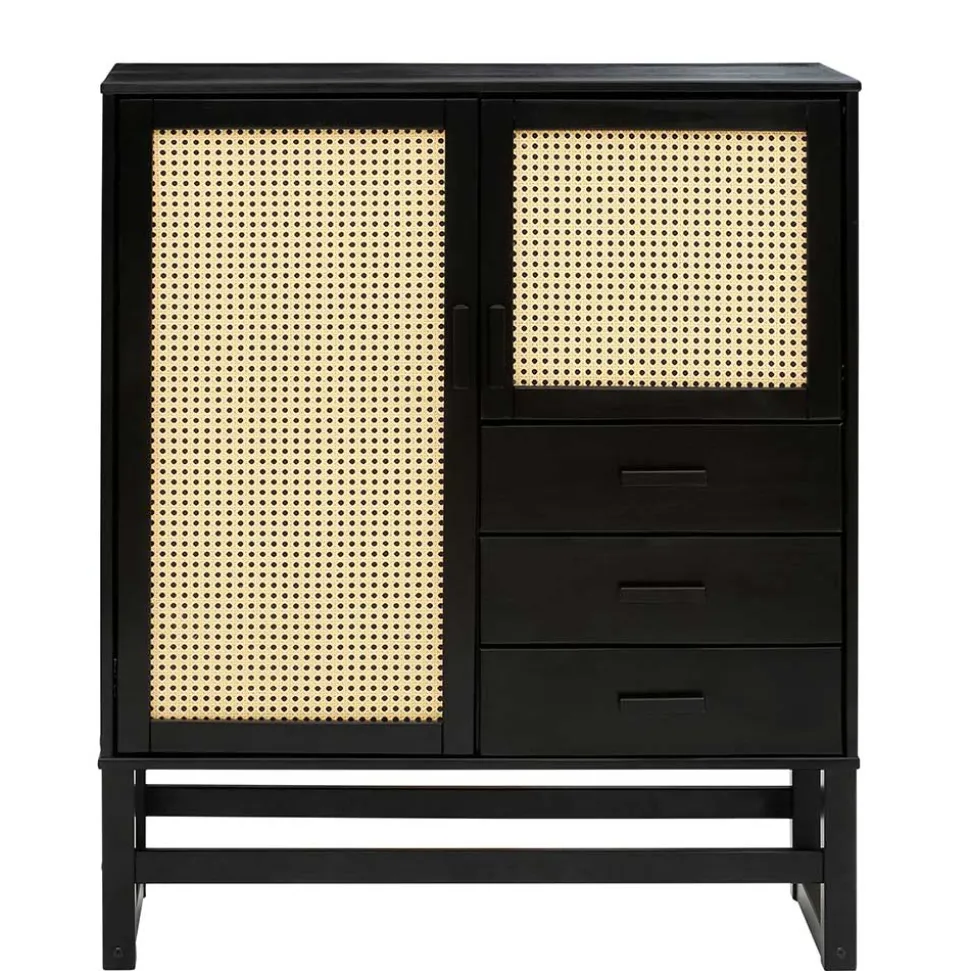 Dunkelbraunes Highboard mit Wiener Geflecht - Santiana