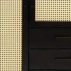 Dunkelbraunes Highboard mit Wiener Geflecht - Santiana