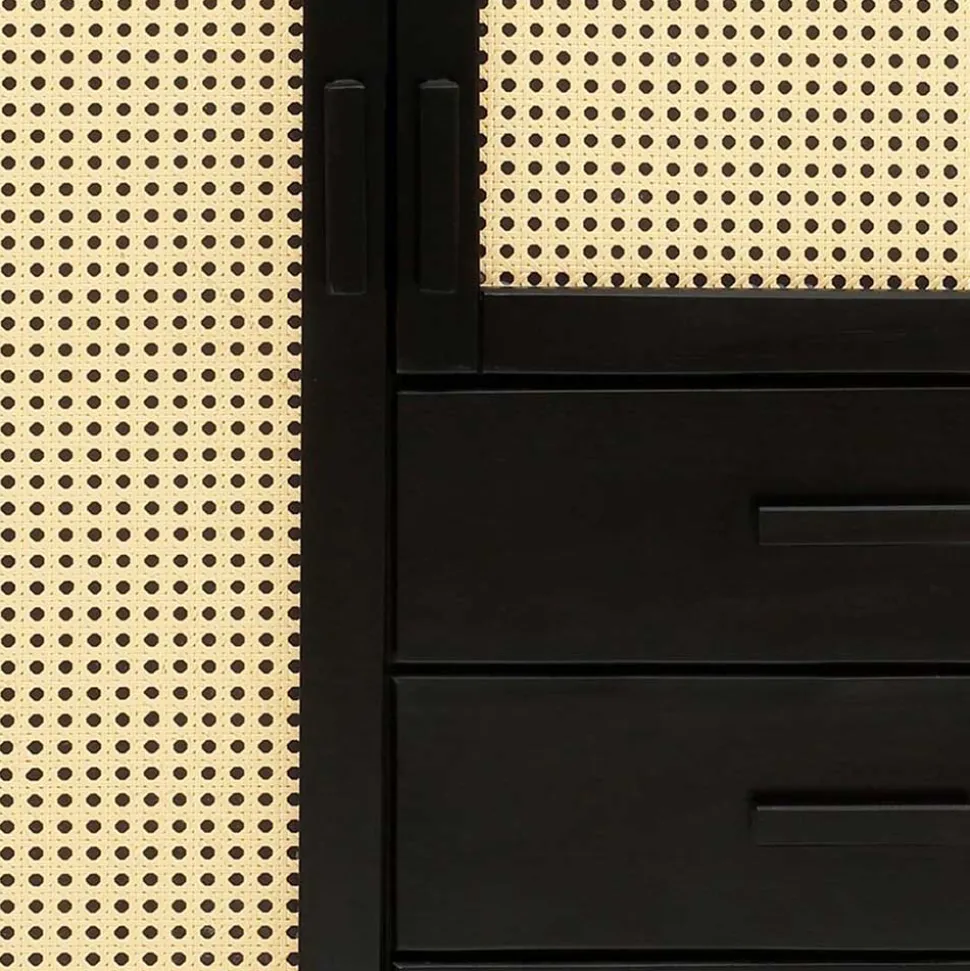 Dunkelbraunes Highboard mit Wiener Geflecht - Santiana