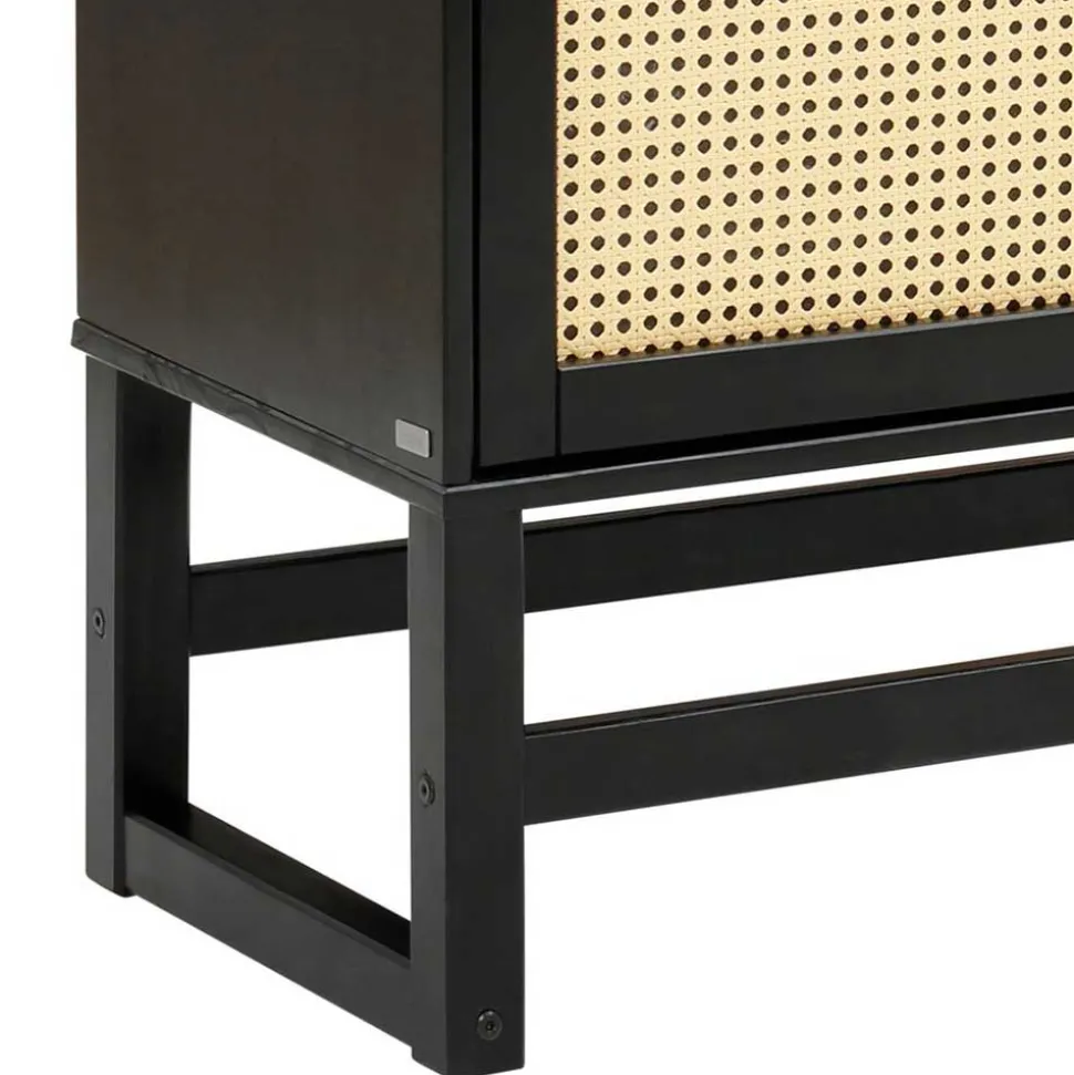 Dunkelbraunes Highboard mit Wiener Geflecht - Santiana