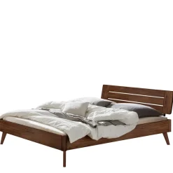 Dunkelbraunes Massivholzbett aus Nussbaum - Elivazon