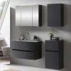 Dunkelgraue Badmöbel Kombination - Natarivos (vierteilig)