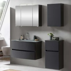 Dunkelgraue Badmöbel Kombination - Natarivos (vierteilig)