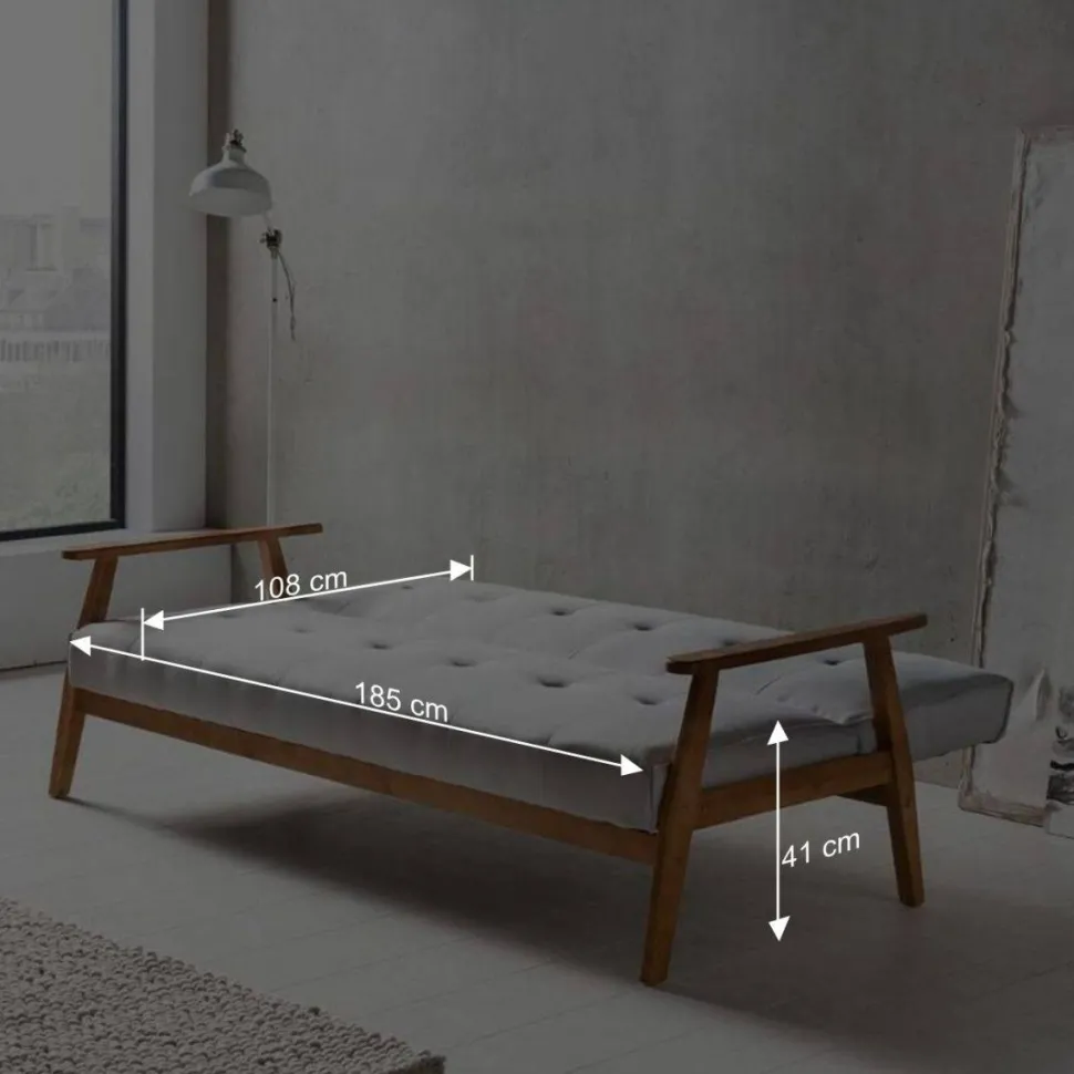 Dunkelgraue Schlafcouch mit Holzgestell - Pino