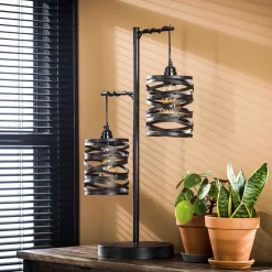 Dunkelgraue Tischleuchte 2-flammig - Bonisa