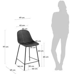 Dunkelgraue Tresenstühle mit Sitzschale - Malka (4er Set)