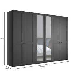 Dunkelgrauer Kleiderschrank 6-türig - Mataram I