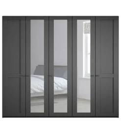 Dunkelgrauer Kleiderschrank mit Spiegeln - Mataram