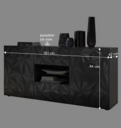 Dunkelgraues Design-Sideboard in Hochglanz lackiert - Kuriasna