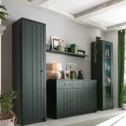Dunkelgrüne Country Möbel Set - Niestov (vierteilig)