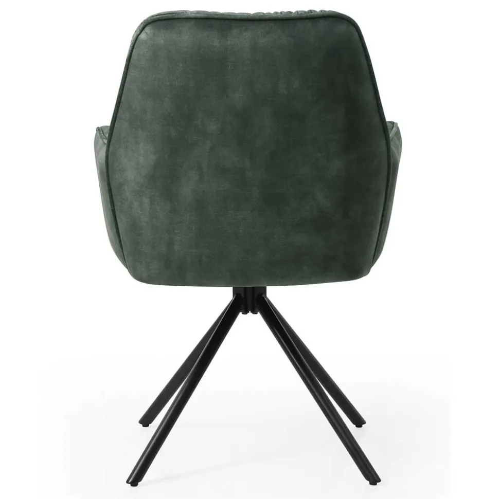 Dunkelgrüner Samt Esstischsessel drehbar - Kadiz