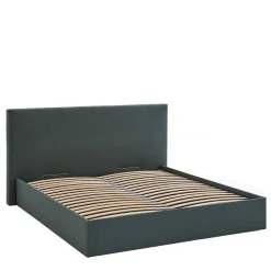 Dunkelgrünes Bett mit Bettkasten - Arabos