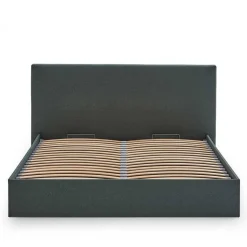 Dunkelgrünes Bett mit Bettkasten - Arabos