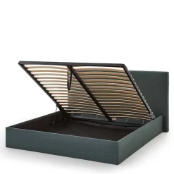 Dunkelgrünes Bett mit Bettkasten - Arabos