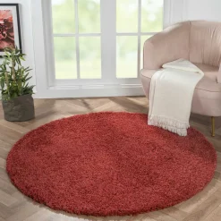 Dunkelroter Teppich in Rund - Salva