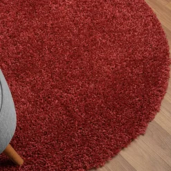 Dunkelroter Teppich in Rund - Salva