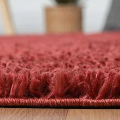 Dunkelroter Teppich in Rund - Salva