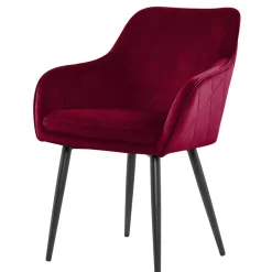 Dunkelroter Tischsessel aus Samt - Laydia