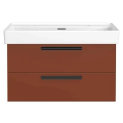 Dunkelroter Waschtisch für zwei Armaturen - Exeler