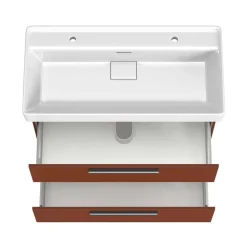 Dunkelroter Waschtisch für zwei Armaturen - Exeler