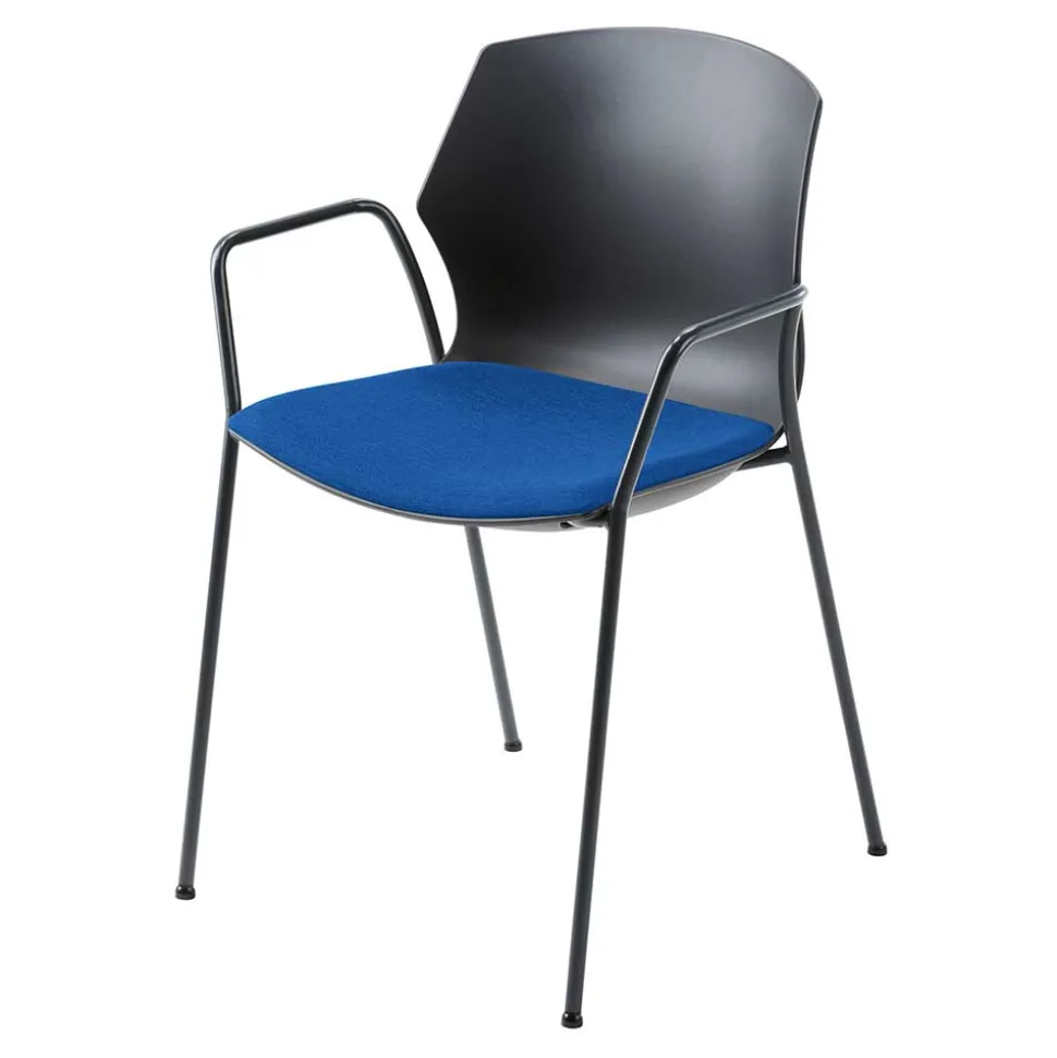 Dunkler Armlehnenstuhl mit Polstersitz Blau - Praggio