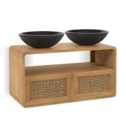 Echtholz Waschtisch aus Teak mit Wiener Geflecht - Tiranny