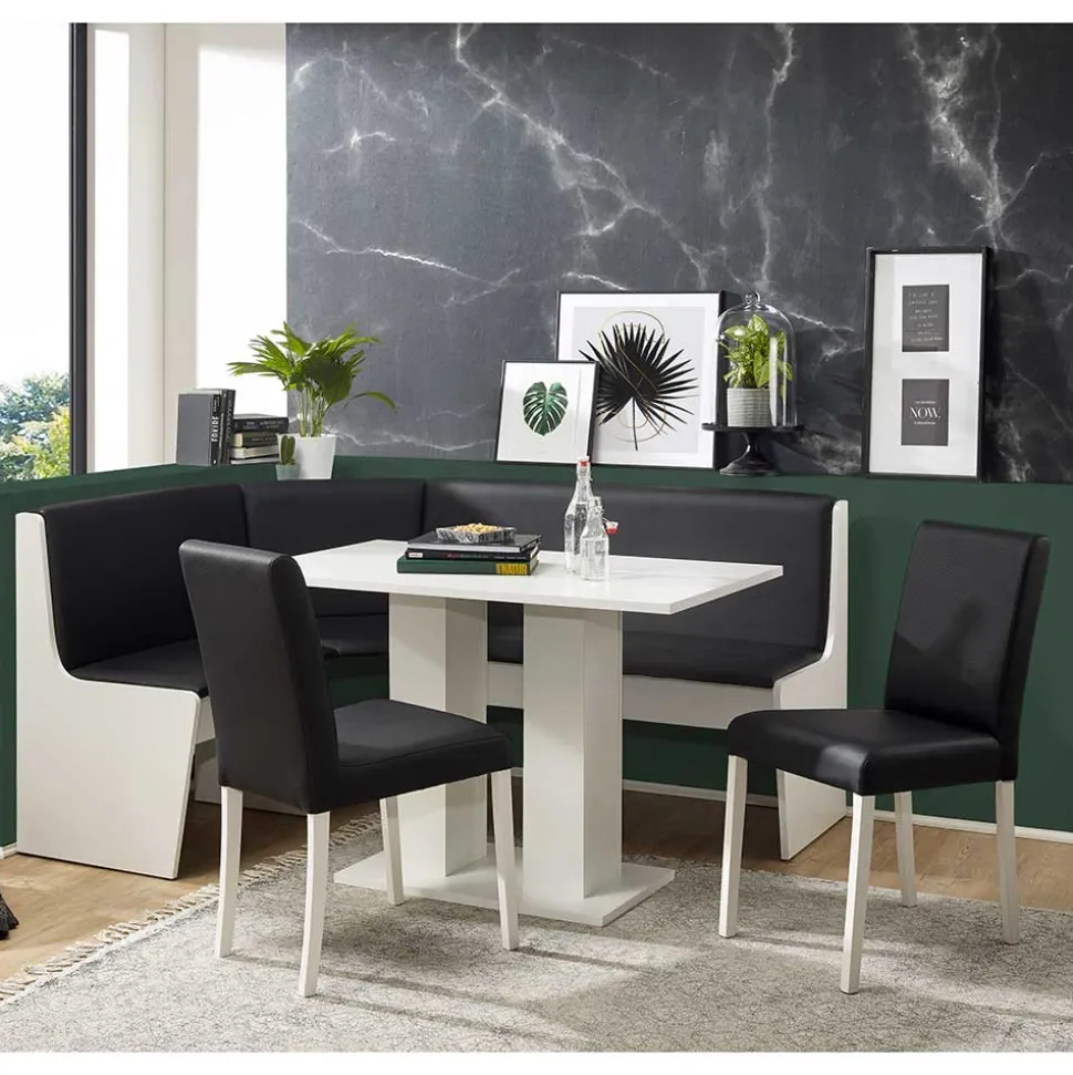 Eckbank Gruppe in Schwarz Weiß - Enevo (vierteilig)