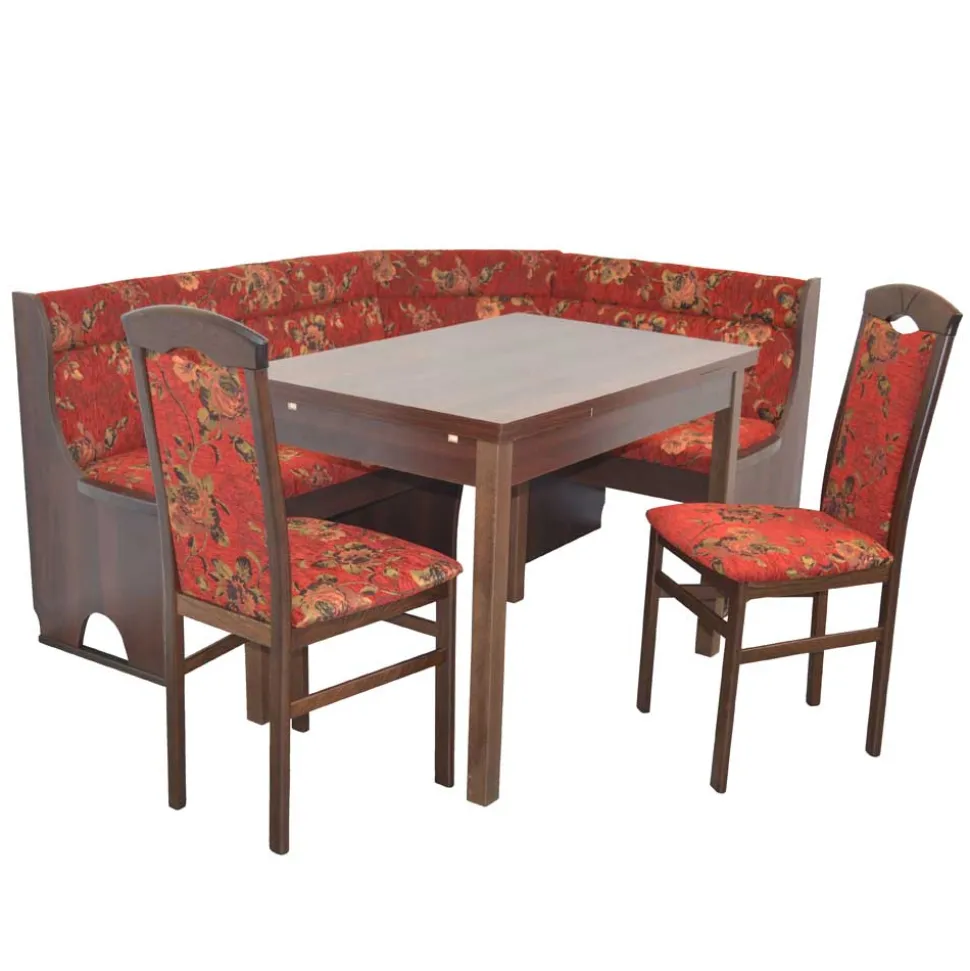 Eckbank Set in Nussbaum Braun mit Rot - Baltymore (vierteilig)