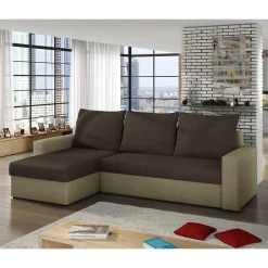 Eckbettsofa in Braun und Beige - Rodaris