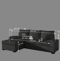 Eckbettsofa in Schwarz und Weiß - Togo