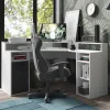 Eck-Computertisch in Weiß mit Anthrazit - Leoyaro
