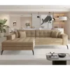 Eckcouch in Beige Strukturstoff - Karibia