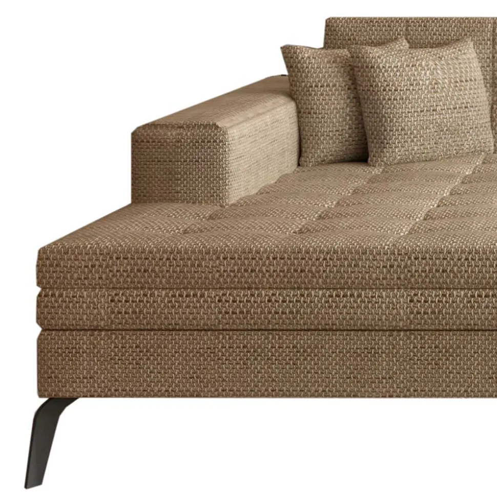Eckcouch in Beige Strukturstoff - Karibia